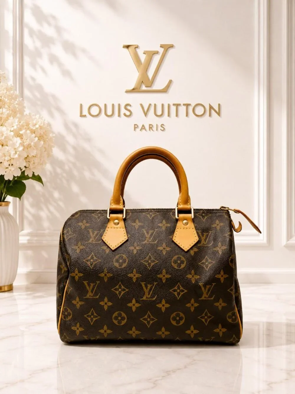 Authentic Louis Vuitton Speedy 25 Monogram Canvas Handbag